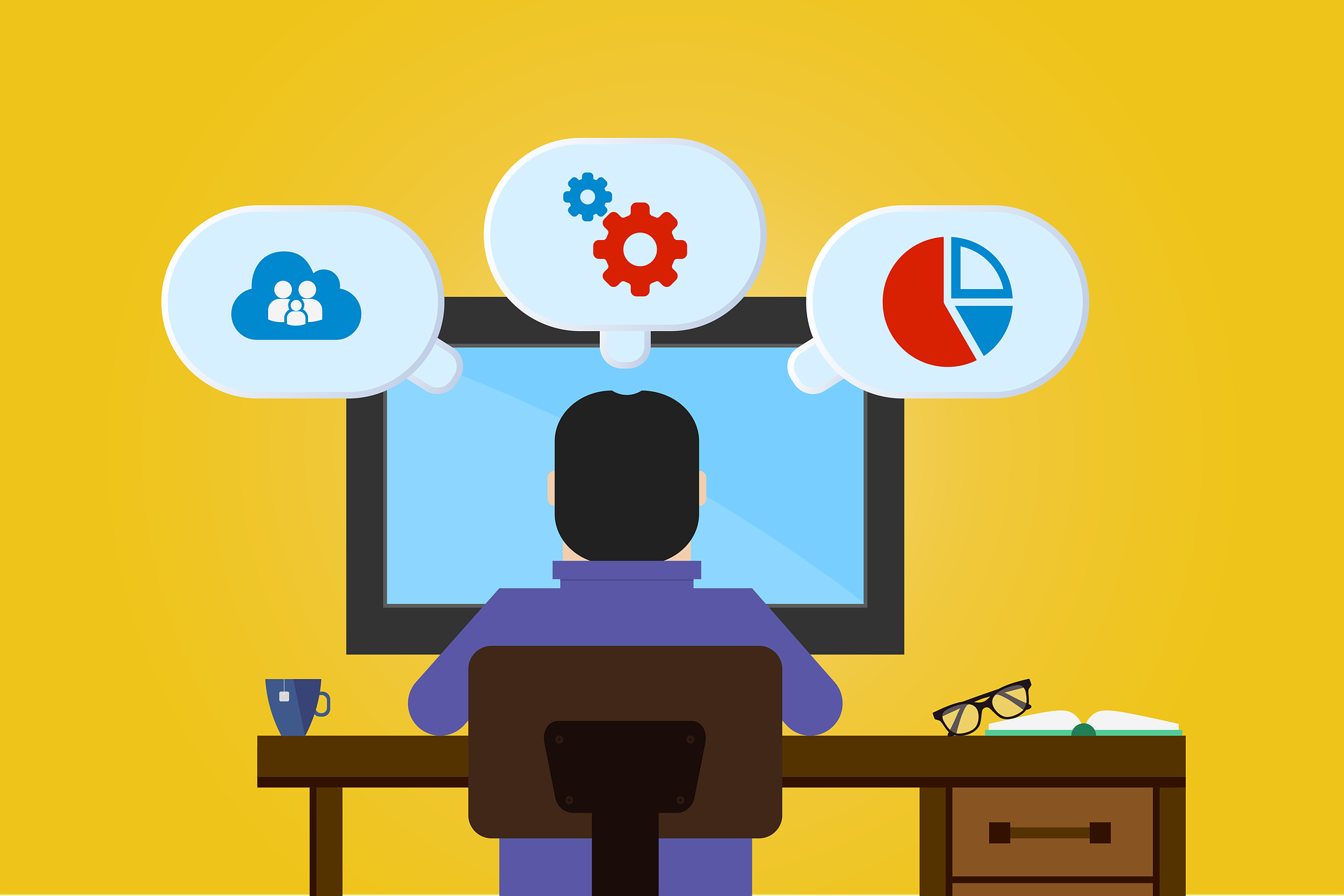 illustration of a man with a computer